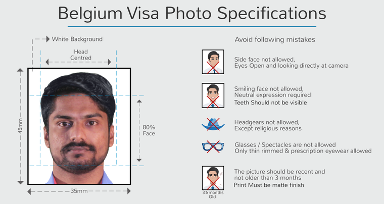 belgium dependent visa photo specification