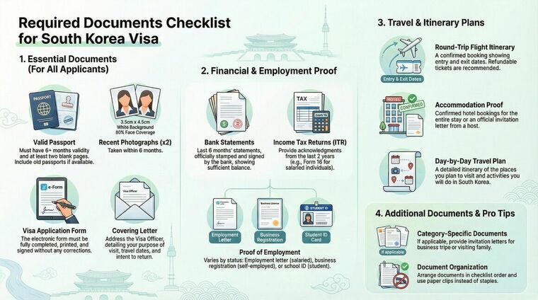 Required Document Cheklist For South Korea Visa