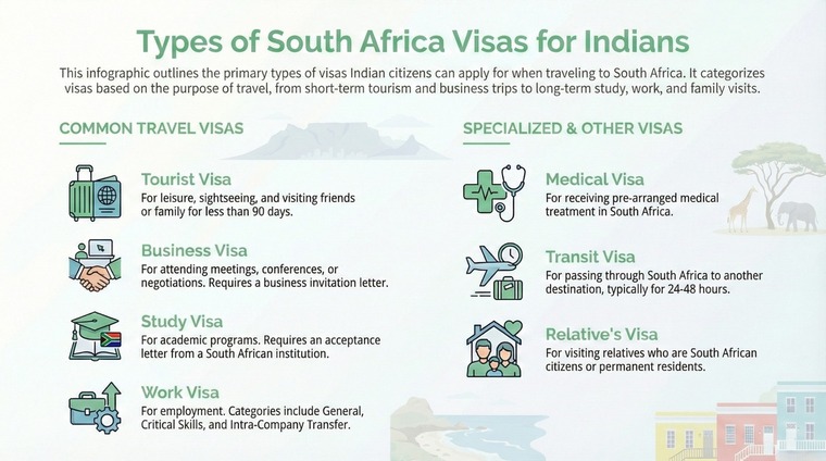 Types of South Africa Visas for Indians 