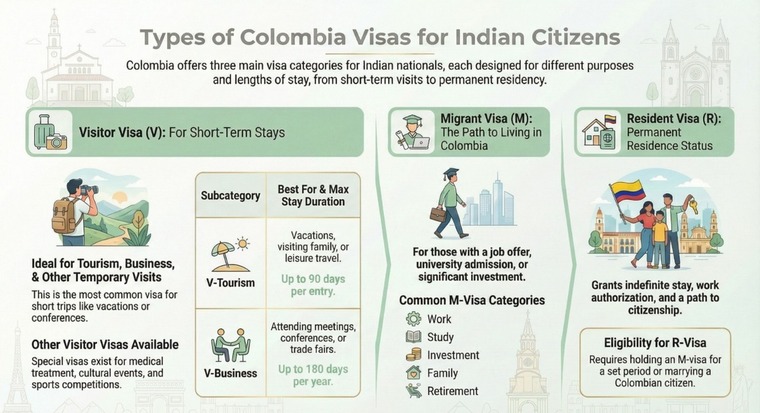 Types of Colombia Visas for Indian Citizens