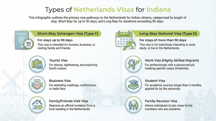 Types of Netherlands Visas for Indians