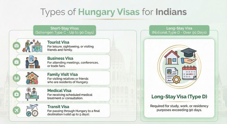 Types of Hungary Visas for Indians 