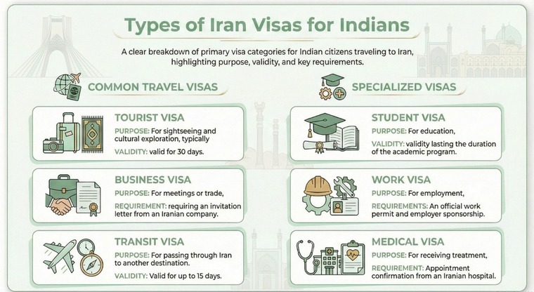 Iran Visa Categories for Indian Travelers