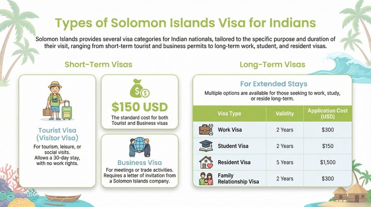 Types of Solomon Islands Visa For Indians Types of Solomon Islands Visa For Indians