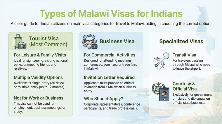 Types of Malawi Visas for Indians