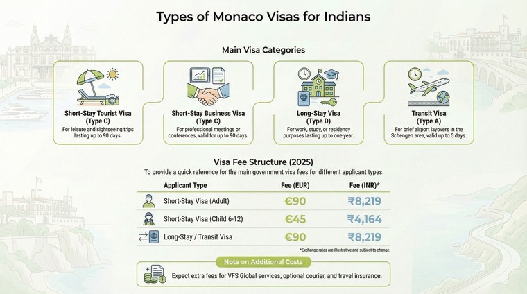 Types of monaco visas for indians