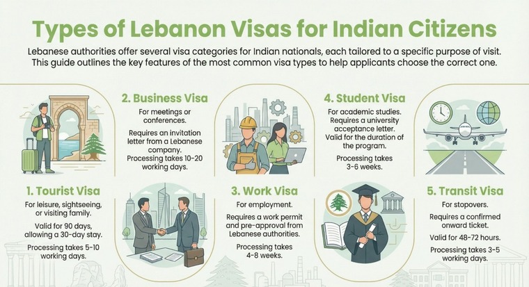 Lebanon Visa Types for Indian Citizens