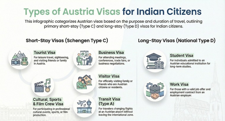Types of Austria visa for Indians 2026 Types of Austria visa for Indians 2026