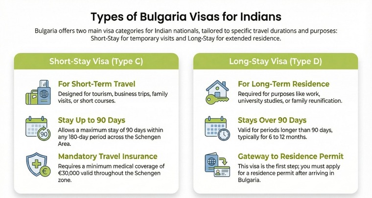 Types of Bulgaria Visas for Indians&nbsp;